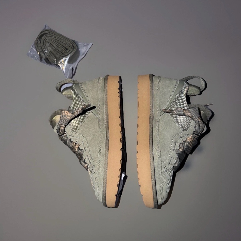 New UGG LOWMEL MOSS GREEN SUEDE AND CANVAS ANKLE Women’s SNEAKER BOOTS - Picture 4 of 6